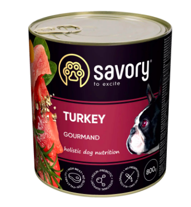 Savory вологий корм для собак 800г (індичка)