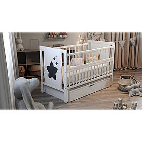 Дитяче ліжечко Дубок Зіронька з ящиком і маятником, Білий