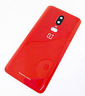 Задняя крышка для OnePlus 6 A6003, красная, Amber Red, оригинал (Китай) + стекло камеры
