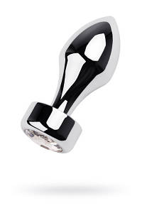 Анальна металева пробка з кристалом - Silver anal plug TOYFA , 8,2 cm, diameter 2,5-3,8 cm