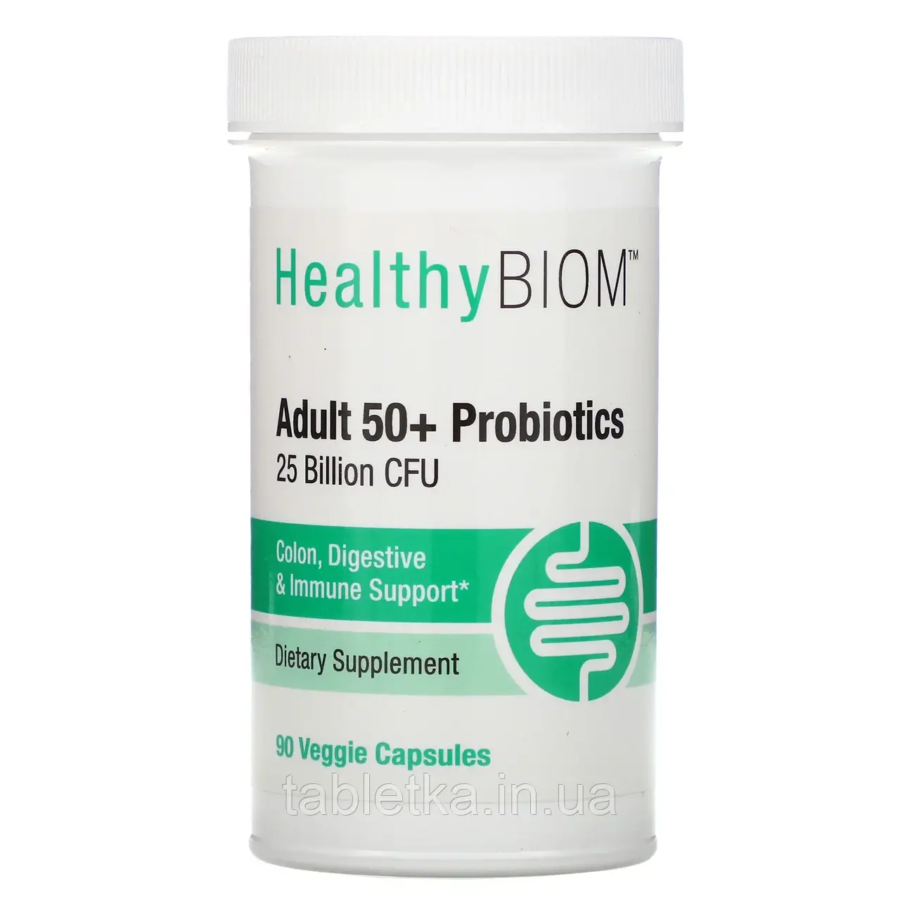 HealthyBiom, Пробіотики для людей віком від 50 років, 25 млрд КУО, 90 рослинних капсул
