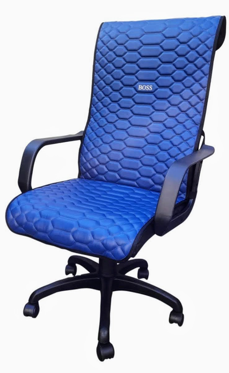 Чохол на офісне крісло синій BOSS екошкіра