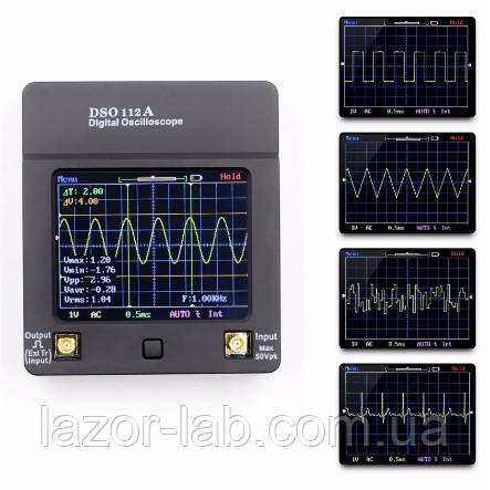 Портативний осцилограф з сенсорним TFT екраном 2.4" (2MHz, 2мВ/Справ, 5Msp, 1 канал.) JYETECH DSO112A + щуп