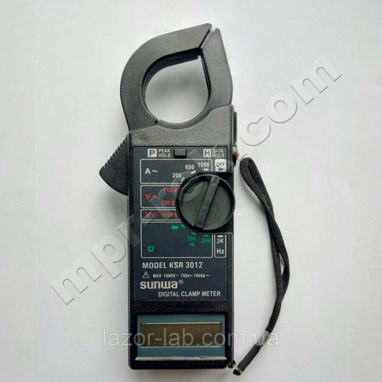 Кліщі струмовимірювальні цифрові SUNWA KSR 3012 (AC600A, 750В, 40МОм, Ø25мм, звукова продзвонювання)