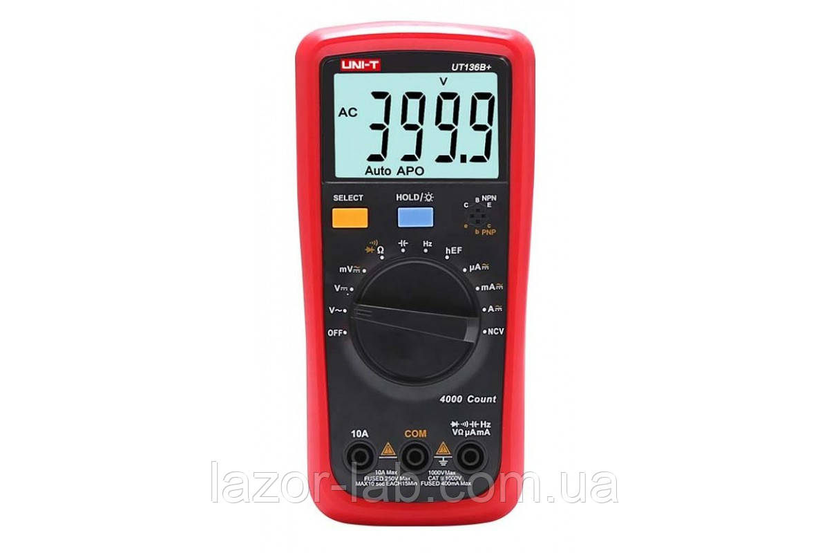 Мультиметр цифровий UNI-T UT136B+ (AC/DC 1000 В; 40 МОм; 10 А; 4000 відрахунків)