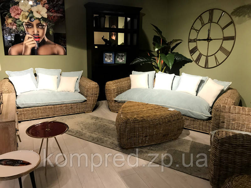 Комплект плетеной мебели 2 софы, кресло и кофейный столик из ротанга - фото 4 - id-p1331885213