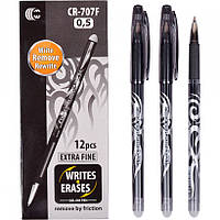 Ручка Пиши-стирай гелевая с ластиком черная паста 0,5мм арт CR-707Ч