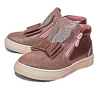 Детские демисезонные ботинки для девочки утепленные на флисе Сказка 5663 розовые. Размеры 26