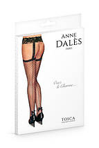 Панчохи з поясом Anne De Ales TOSCA T2 Black, середня сіточка, ззаду стрілки, мереживний пояс, фото 4