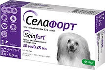 Селафорт краплі від бліх, кліщів і глистів для собак вагою від 2,6 до 5 кг, 1 піпетка