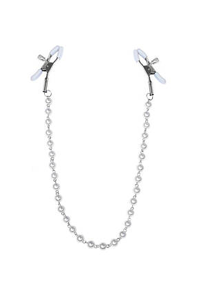 Зажими для сосків з перлами Feral Feelings - Nipple clamps Pearls, срібло/білий SO3792, фото 1