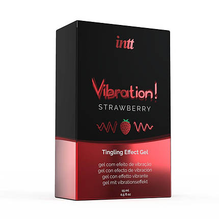 Рідкий вібратор Intt Vibration Strawberry (15 мл), густий гель, дуже смачний, діє до 30 хвилин, фото 2