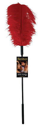 Перо страуса Sportsheets Ostrich Tickler Червоне, для вишуканих пестощів SO1300, фото 2