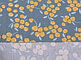 Сатин (бавовняна тканина) гродяний ягід жовтих на синьому, фото 3