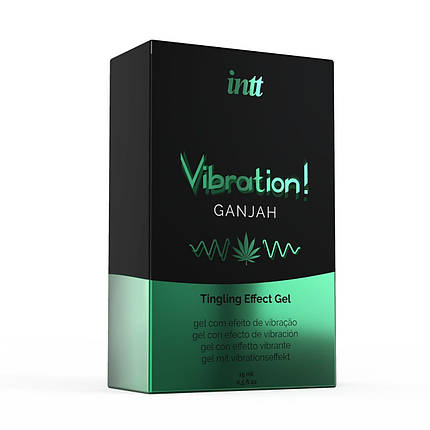 Рідкий вібратор Intt Vibration Ganjah (15 мл), густий гель, незвичайний смак, діє до 30 хвилин, фото 2