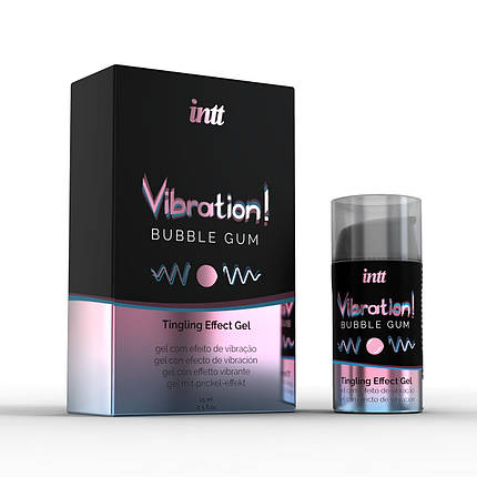 Рідкий вібратор Intt Vibration Bubble Gum (15 мл), густий гель, дуже смачний, діє до 30 хвилин, фото 2