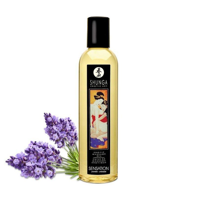 Массажное масло Shunga Sensation - Lavender (250 мл) натуральное увлажняющее - фото 1 - id-p1463712556