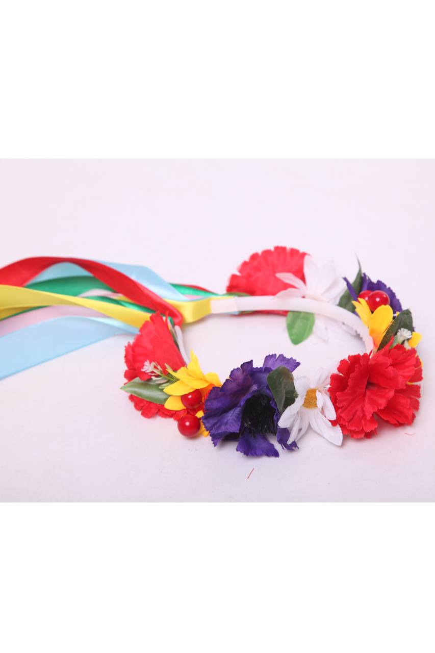 Дитячий карнавальний аксесуар український віночок для дівчинки зі стрічками 45 см, фото 1