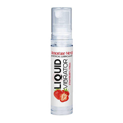 Лубрикант з ефектом вібрації Amoreane Med Liquid Vibrator Strawberry (10 мл), фото 1
