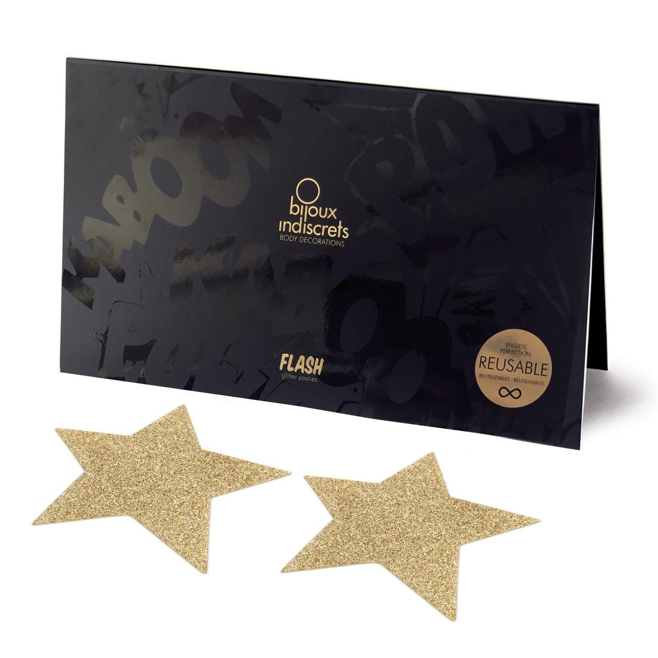 Bijoux Indiscrets - наклейки на соски Flash Star Gold