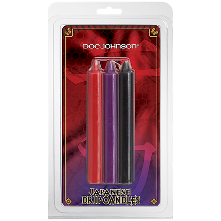 БДСМ свічки низькотемпературні Doc Johnson Japanese Drip Candles - 3 Pack Multi-Colored SO2821, фото 1