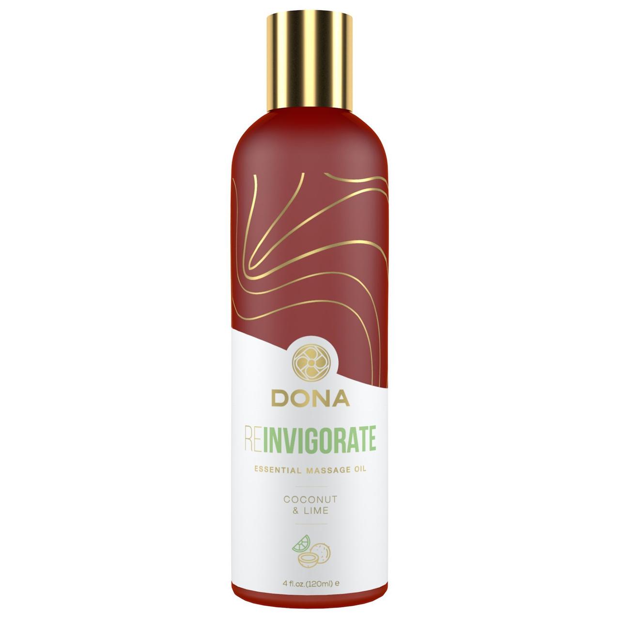 Натуральное массажное масло DONA Reinvigorate - Coconut & Lime (120 мл) с эфирными маслами - фото 1 - id-p1463721909