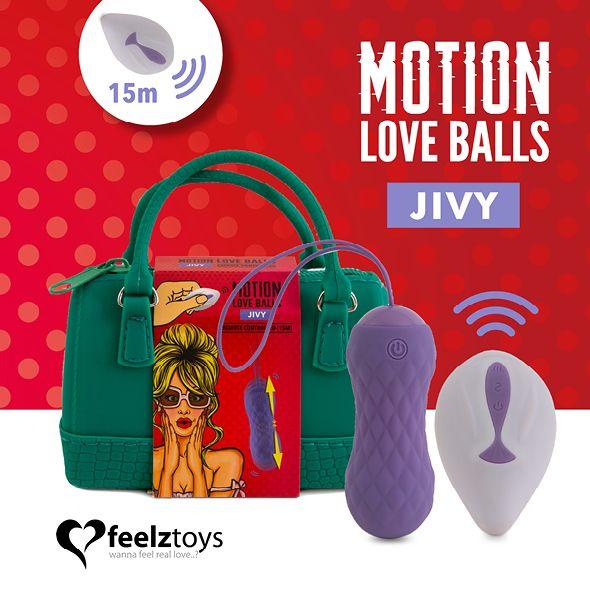Вагінальні кульки з масажем і вібраціями FeelzToys Moion Love Balls Jivy з пультом ДУ, SО3852