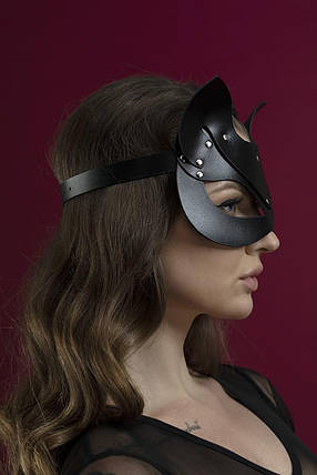Маска кішечки Feral Feelings - Catwoman Mask, натуральна шкіра, чорна, фото 2