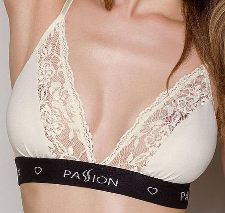 Эластичный топ с кружевом Passion PS001 TOP ecru, size M, фото 2