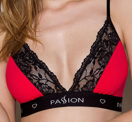 Еластичний топ з мереживом Passion PS001 TOP red-black, size XL, фото 2