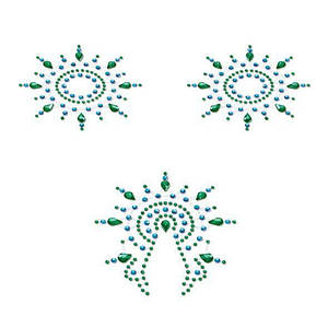 Пестис із кристалів Petits Joujoux Gloria set of 3 - Green/Blue, прикраса на груди та вульву