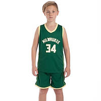 Форма баскетбольная детская, подростковая Basketball Unifrom NBA Milwaukee Bucks 34 (BA-0971)