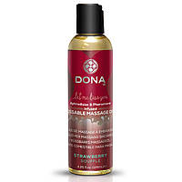 Массажное масло DONA Kissable Massage Oil Strawberry Souffle (110 мл) можно для оральных ласк