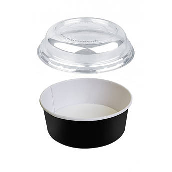 Упаковка кругла паперова чорно-біла для салатів на 750 мл, 400 шт/уп