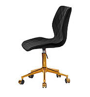 Стілець Toni GD-Modern Office чорний 1011 велюр на золотій хромованій хрестовині з коліщатками, фото 6