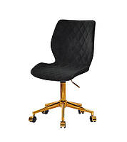 Стілець Toni GD-Modern Office чорний 1011 велюр на золотій хромованій хрестовині з коліщатками, фото 5