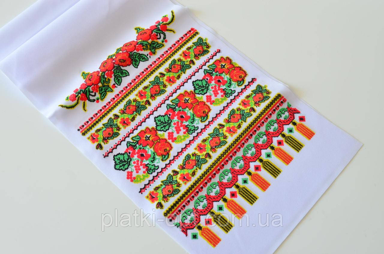 Рушник з орнаментом (з глітером) 1.2 м (червоні)