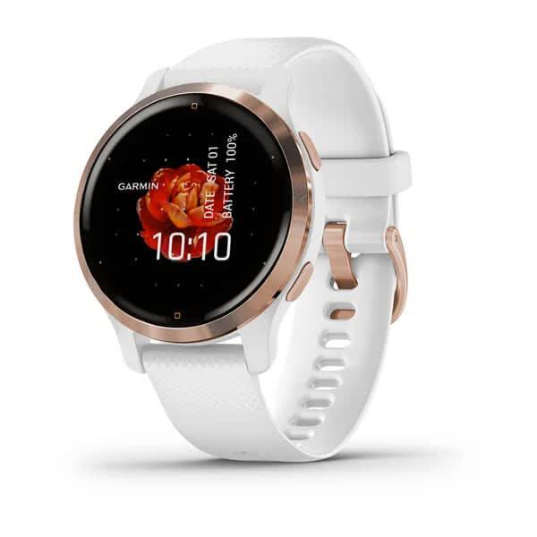 Смарт-годинник Garmin Venu 2S білий з безелем кольору рожеве золото та силіконовим ремінцем