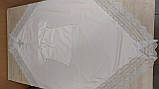 Хрестильний набір (біла іменна крижма з капюшоном, широким мереживом і вишивкою під замовлення + сорочка), фото 6