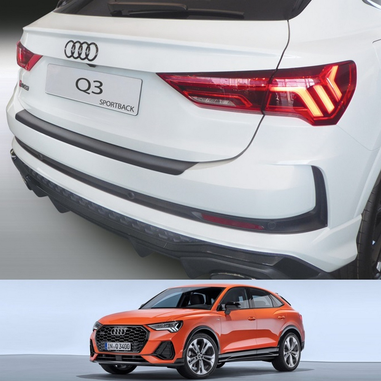 Пластикова захисна накладка на задній бампер для AUDI Q3 Sportback 2019+