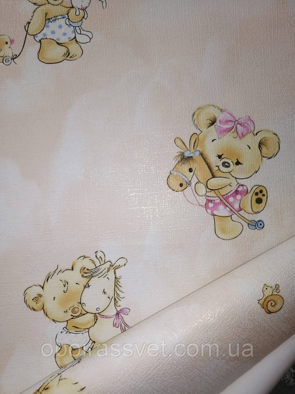 Шпалери Ведмедики 325-05,15 м,ширина 1.06 м=5 смуг по 3 м кожна, полегшений вініл гарячого тиснення на флізеліні, фото 1