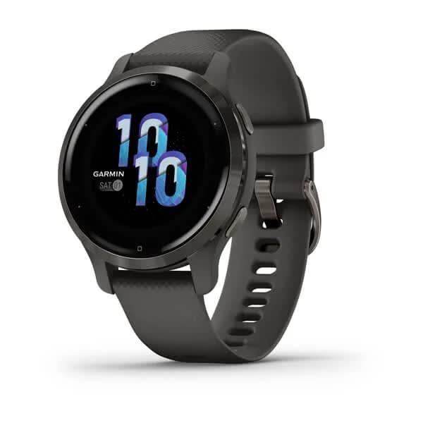 Смарт-годинник Garmin Venu 2S графітовий з темно-сірим безелем та силіконовим ремінцем