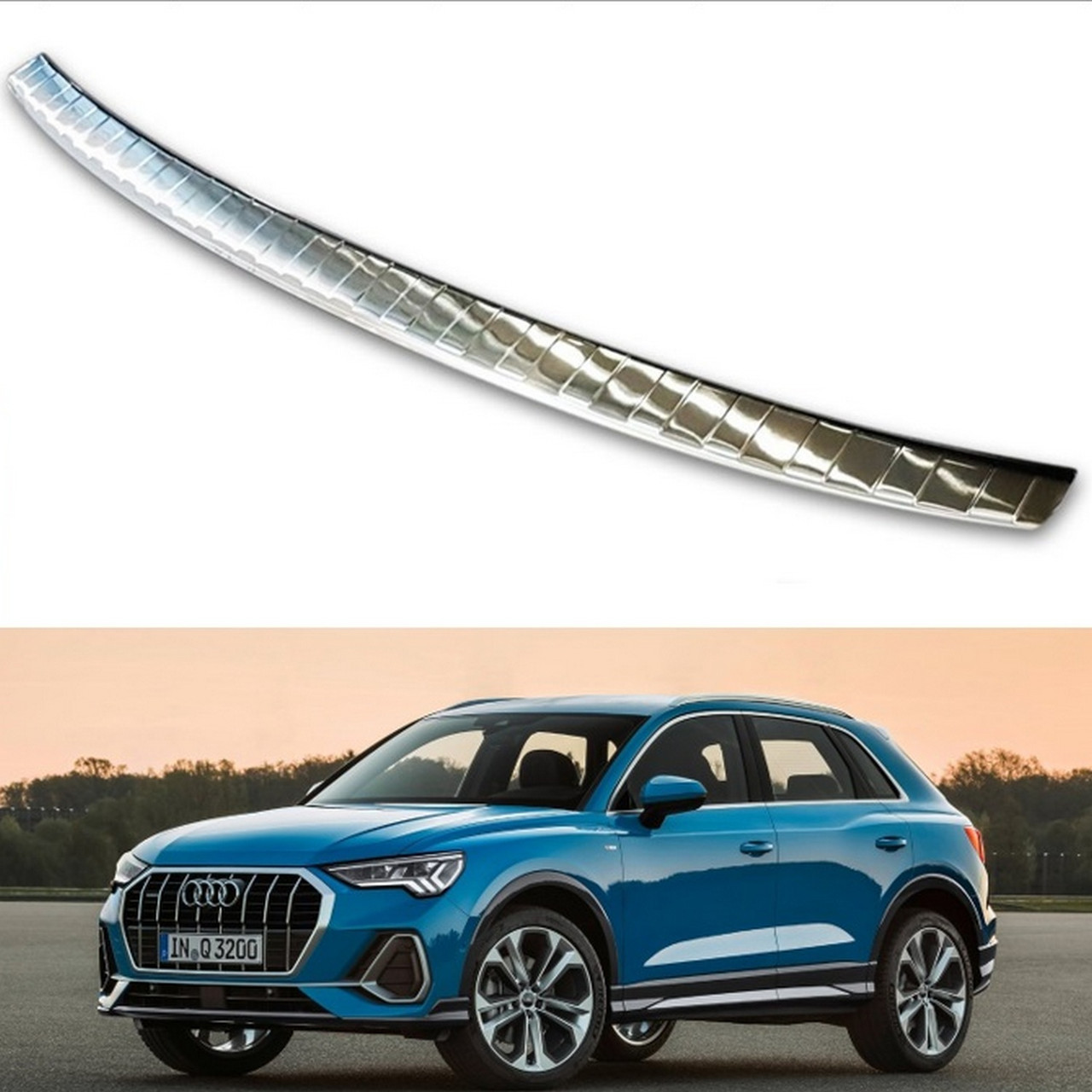 Захисна накладка на задній бампер для Audi Q3 / RSQ3 2018+ /нерж.сталь/
