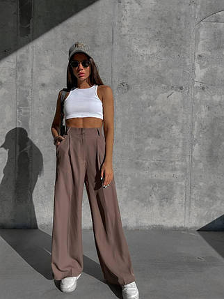 Жіночі трендові брюки палаццо вільні з кишенями Bld179, фото 1