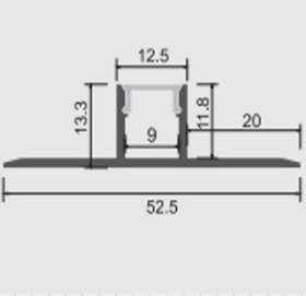 Профіль світлодіодний вбудований для плитки та гіпсокартону 3 метри 13 x 53 (13) мм