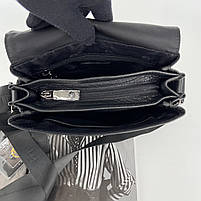 Чоловіча шкіряна сумка месенджер на та через плече на три відділення H. T. Leather чорна, фото 9