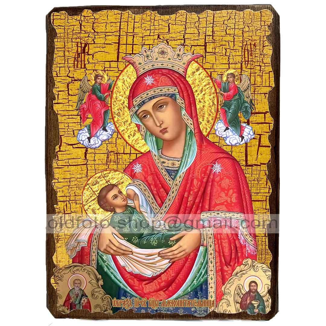 Годувальниця Ікона Пресвятої Богородиці ,ікона на дереві 130х170 мм, фото 1