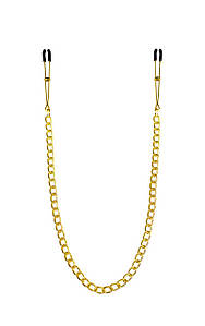 Тонкі затискачі для сосків із ланцюжком Feral Feelings - Chain Thin nipple clamps, золото/чорний SO3793