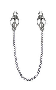 Зажими для сосків з ланцюжком Feral Feelings - Clover nipple clamps, срібло/білий SO3797