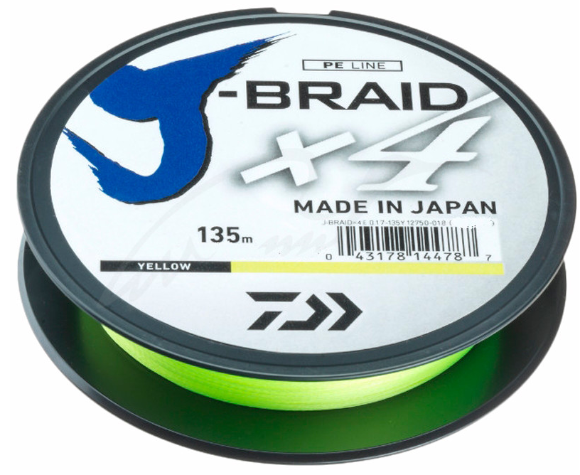 Шнур Daiwa J-Braid X4E 0,10 mm 135m Yellow